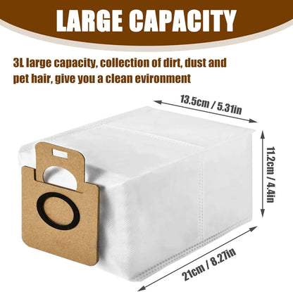 Robot Vacuum Dust Bags Replacement - Compatible with Dreame L20 Ultra L10 Ultra L10s Ultra X10 Plus S10 Pro Accessories