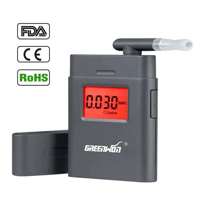 GREENWON Mini Digital Breathalyzer – Pocket Alcohol Tester with LCD Display and Mouthpieces for Personal Use