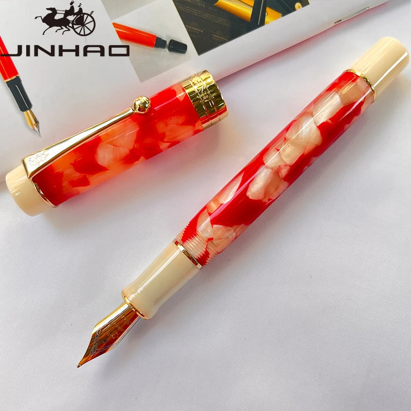 Jinhao 100 Celluloid Fountain Pen – Classic Style Fine Nib with Refillable Converter | Smooth Writing Instrument