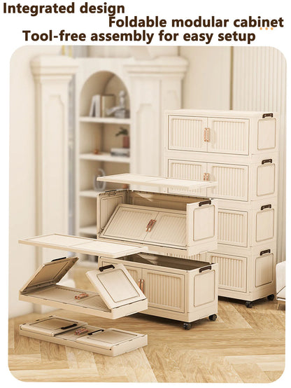 Installation-Free Foldable Storage Cabinet – Plastic Organizer for Kids’ Clothes & Snacks