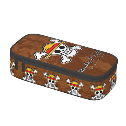 Cute Custom One Piece Pencil Case – Large Capacity Straw Hat Pirates Skull Stationery Bag for Boys & Girls