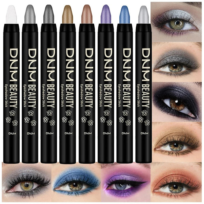 16-Color Pearlescent Eyeshadow Sticks – High Pigment Waterproof Glitter Eye Makeup Pencil, Long-Lasting & Smudge-Proof