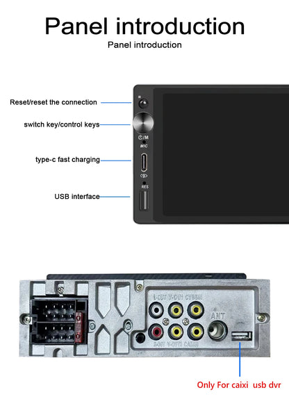 Universal 1DIN 6.9" Wireless CarPlay Android Auto – MP5 Multimedia Car Radio Stereo with TYPE-C Fast Charging
