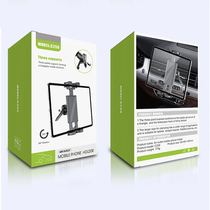 Universal Car Tablet Holder - 360° Rotating Adjustable Air Vent Mount for iPhone, iPad, Samsung & Xiaomi Devices