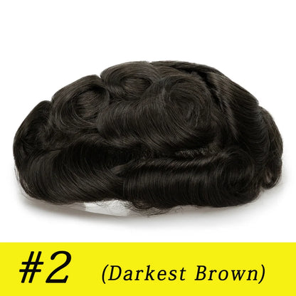 Ultra Thin Skin 0.03mm Men’s Toupee Human Hair Wig – Natural Hair Replacement System Lightweight Male Hairpiece