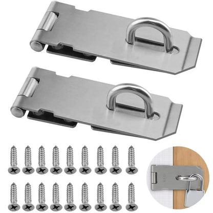 Stainless Steel Padlock Hasp Lock | 90° Right Angle Door Clasp, Shed Gate Latch, Burglar-Proof Household Bolt Buckle