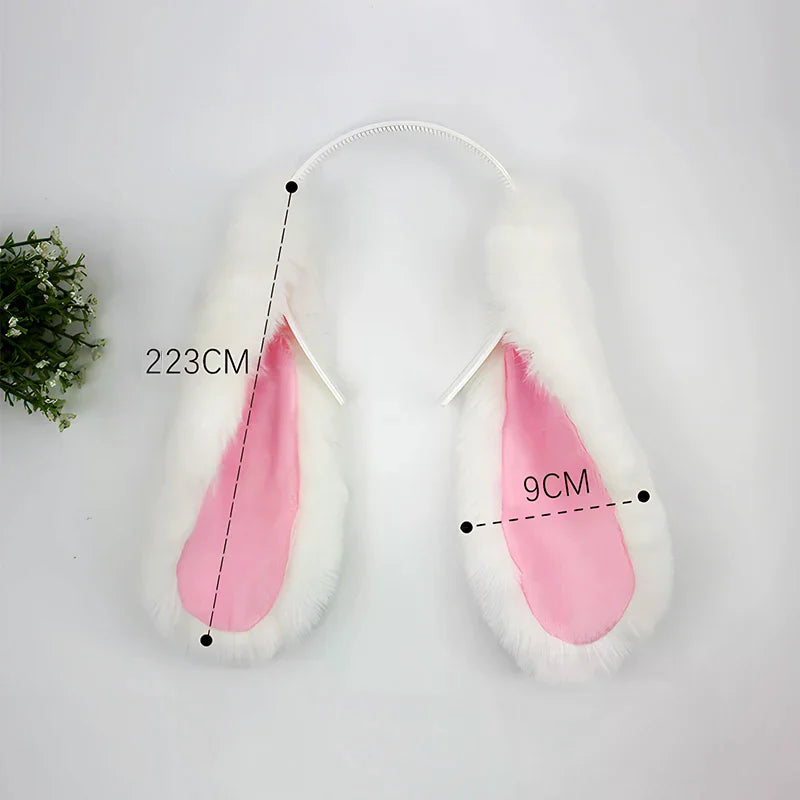 Cute Bunny Ears Headband - Plush Rabbit Hair Hoop Cosplay Accessory for Adults & Parties