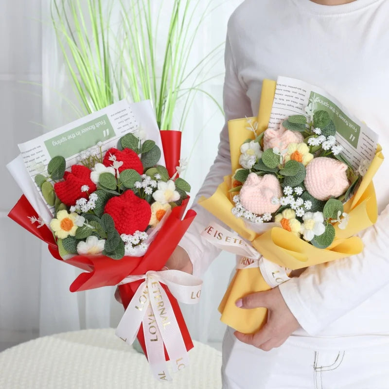 Knitted Sunflower Bouquet — Handmade Crochet Flowers for Valentine, Mother’s Day & Birthday Gifts