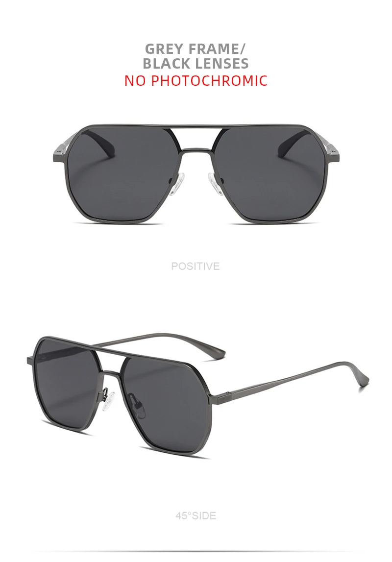 Luxury Metal Photochromic Sunglasses – Fashion Polarized UV400 Chameleon Anti-Glare Driving Glasses for Men & Women