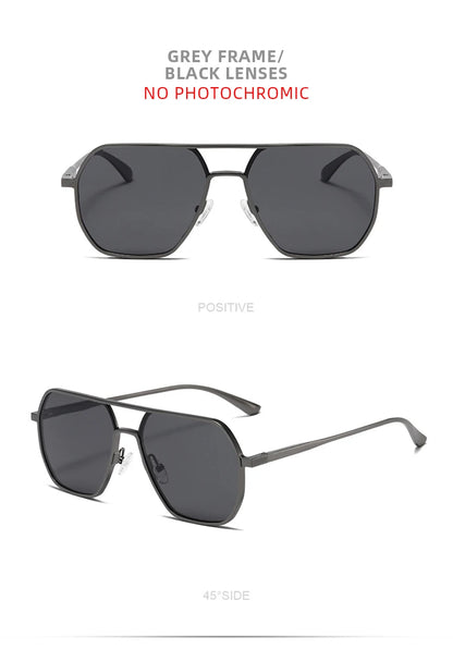 Luxury Metal Photochromic Sunglasses – Fashion Polarized UV400 Chameleon Anti-Glare Driving Glasses for Men & Women