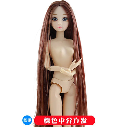 30cm Fashion Doll – 1/6 BJD Body with 3D Eyes, Long Wig, Princess Makeup DIY Toy for Girls