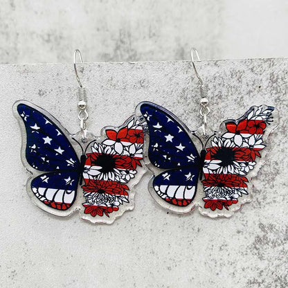 Patriotic Sunflower Acrylic Earrings - 4th of July American Flag Jewelry Gifts for Women Independence Day Parties