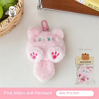 Cute Plush Cat Doll Pendant – Backpack Charm & Couple Bag Keychain Decorative Gift for Girls