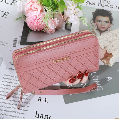 Long Women’s PU Leather Wallet – Double Zipper Tassel Clutch with Coin Purse & Card Holder