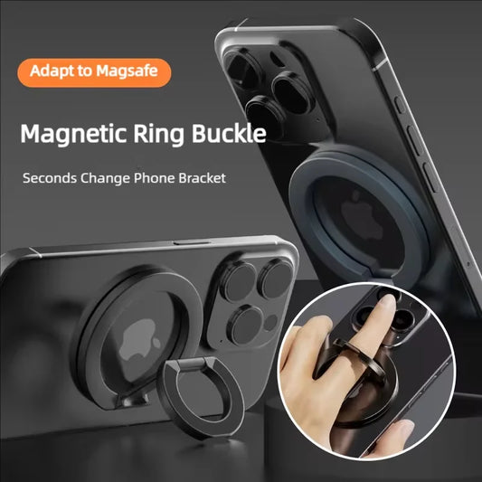 Magnetic Phone Ring Holder - 360° Rotating Foldable Dual-Sided Magnetic Stand for iPhone 17/16/15