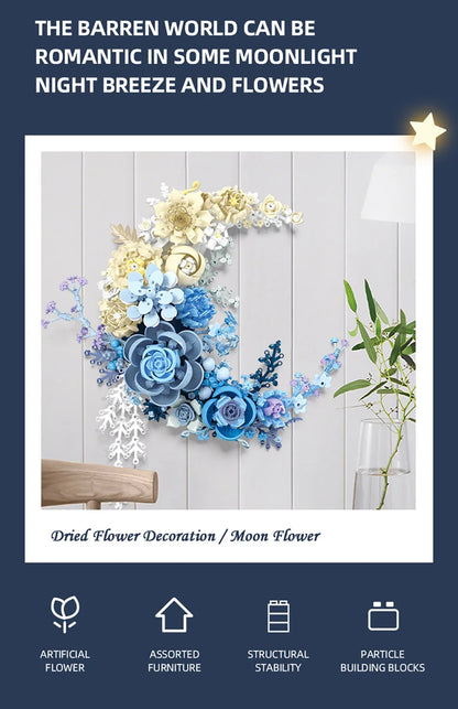 Creative Expert Eternal Moon Flowers Building Blocks – DIY Rose Bouquet Wall Decoration, Valentine’s Gift for Girls