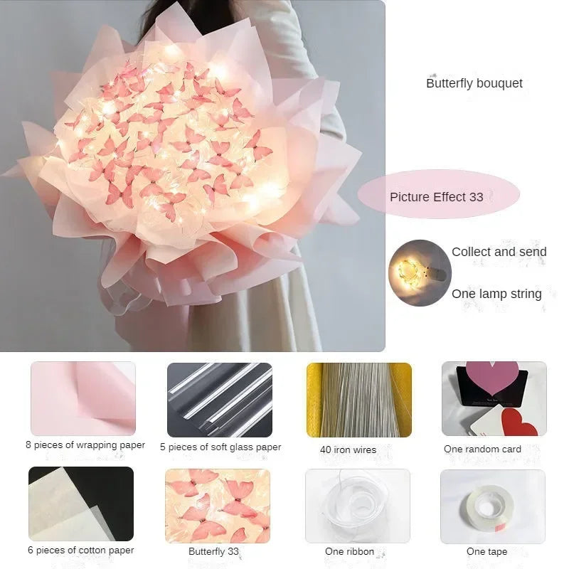 Butterfly Bouquet DIY – Handmade Artificial Flowers, Thoughtful Gift for Girlfriend, Birthday, Proposal & Wedding Decoration