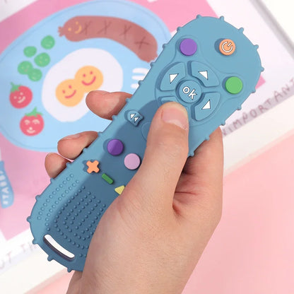Silicone TV Remote Teether Toy - Baby Sensory Learning & Soothing Chew Toy