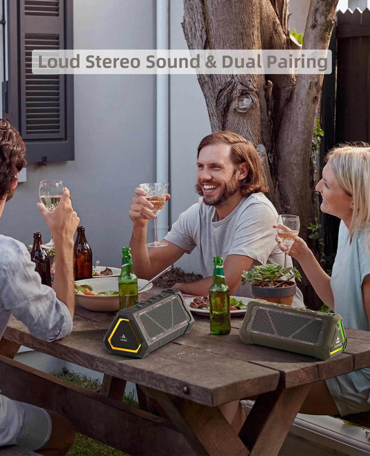 MLOVE P3 40W Bluetooth Speaker – Outdoor, IPX7 Waterproof, Stereo Sound, Bluetooth 5.3, RGB Lights, Micro SD Slot