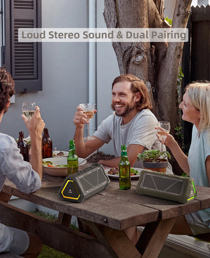 MLOVE P3 40W Bluetooth Speaker – Outdoor, IPX7 Waterproof, Stereo Sound, Bluetooth 5.3, RGB Lights, Micro SD Slot