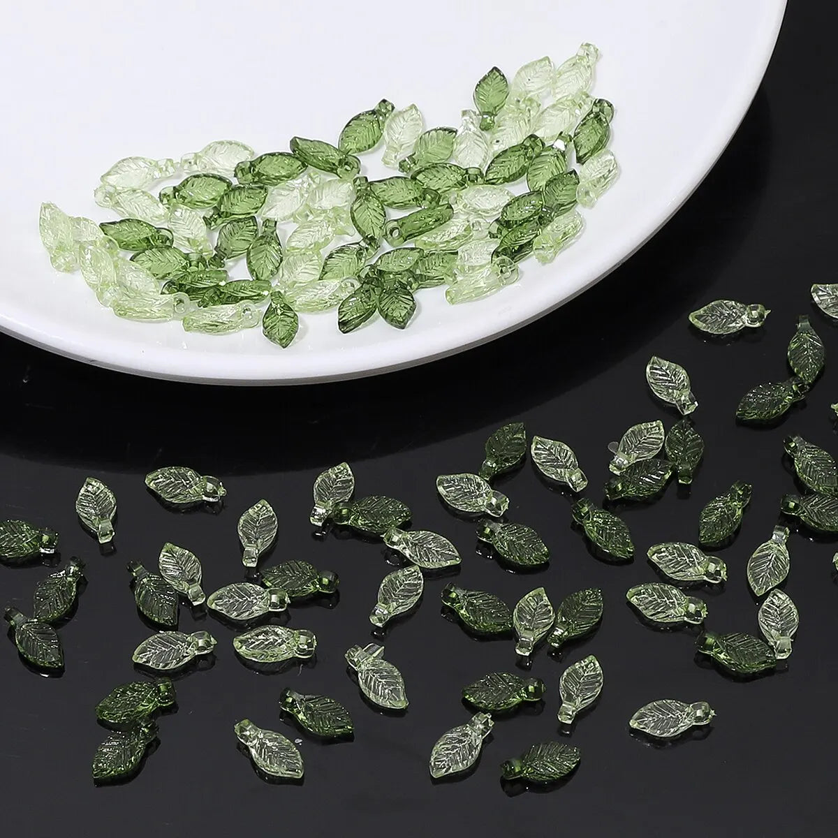 100pcs Mini Acrylic Tree Leaf Beads - Small Loose Beads for DIY Handmade Necklaces, Earrings & Jewelry