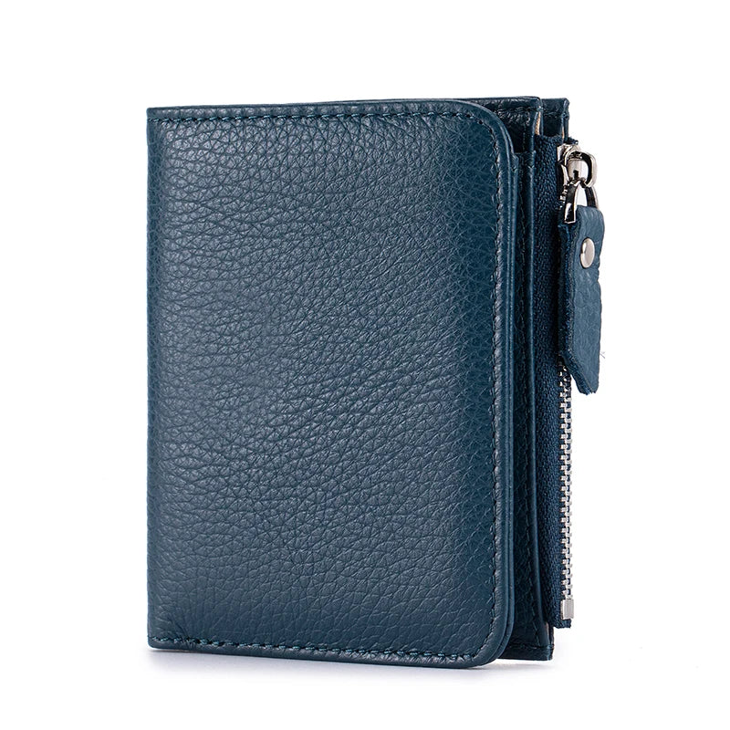Women’s Genuine Leather Slim Wallet — RFID Blocking Bi-Fold with Card Holder & Coin Pocket