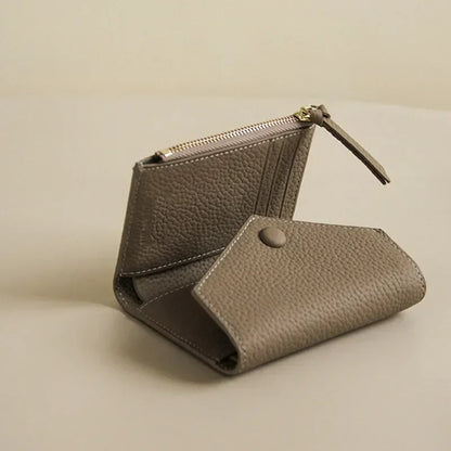 2024 New PU Leather Women's Small Wallet – Luxury Envelope Card Holder, Designer Zip Coin Purse, Short Cowhide Style