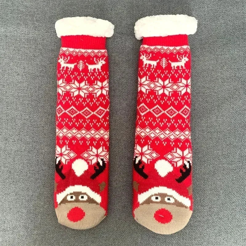 Fuzzy Plush Winter Socks - Warm Non-Slip Snowflake Slipper Socks for Women, Home & Sleeping