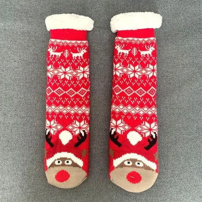Fuzzy Plush Winter Socks - Warm Non-Slip Snowflake Slipper Socks for Women, Home & Sleeping