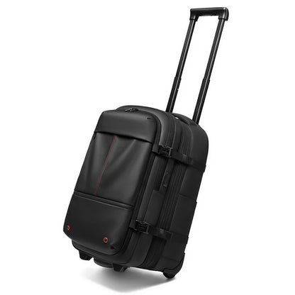 Travel Trolley Vacuum Compression Backpack — Wheeled Rolling Luggage Bag for Men, Boardable Business Travel