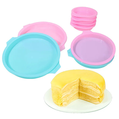 FAIS DU Silicone Cake Pan Set – 2-8pcs 4/6/8inch Round Molds for Rainbow Cake & Mousse Baking