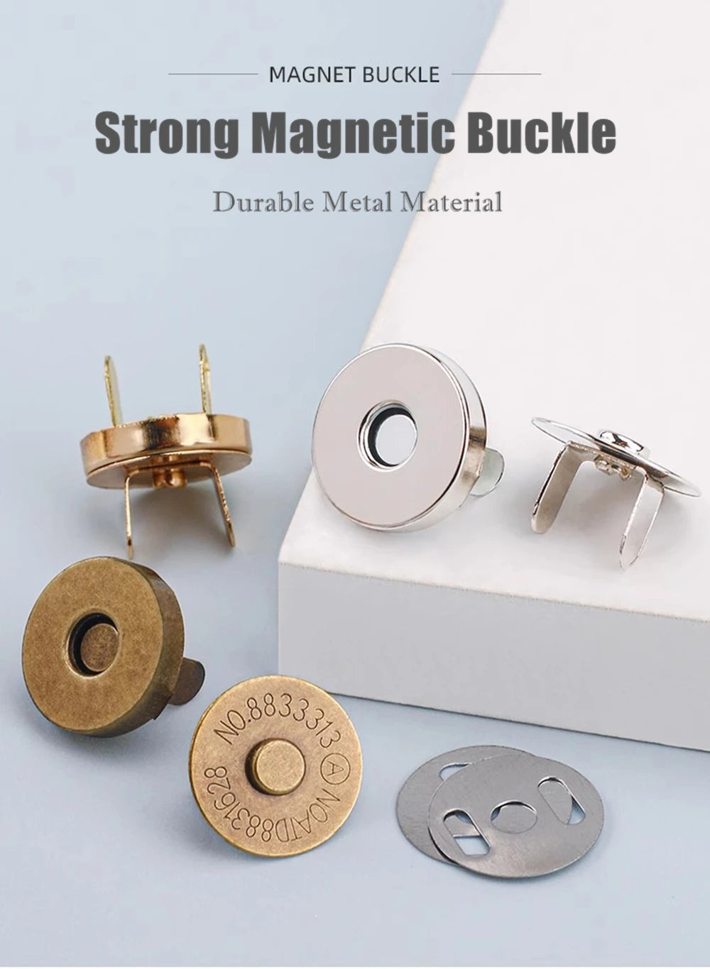 10 Pcs Magnetic Snap Fasteners 14–18MM – Clasps & Buttons for Handbags, Purses, Wallets & Craft Bag Accessories