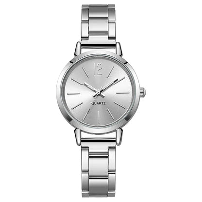 2PCS Set Luxury Women's Watches – Simple Dial, Hollow Strap Gold Bracelet Quartz Wristwatch for Students & Ladies