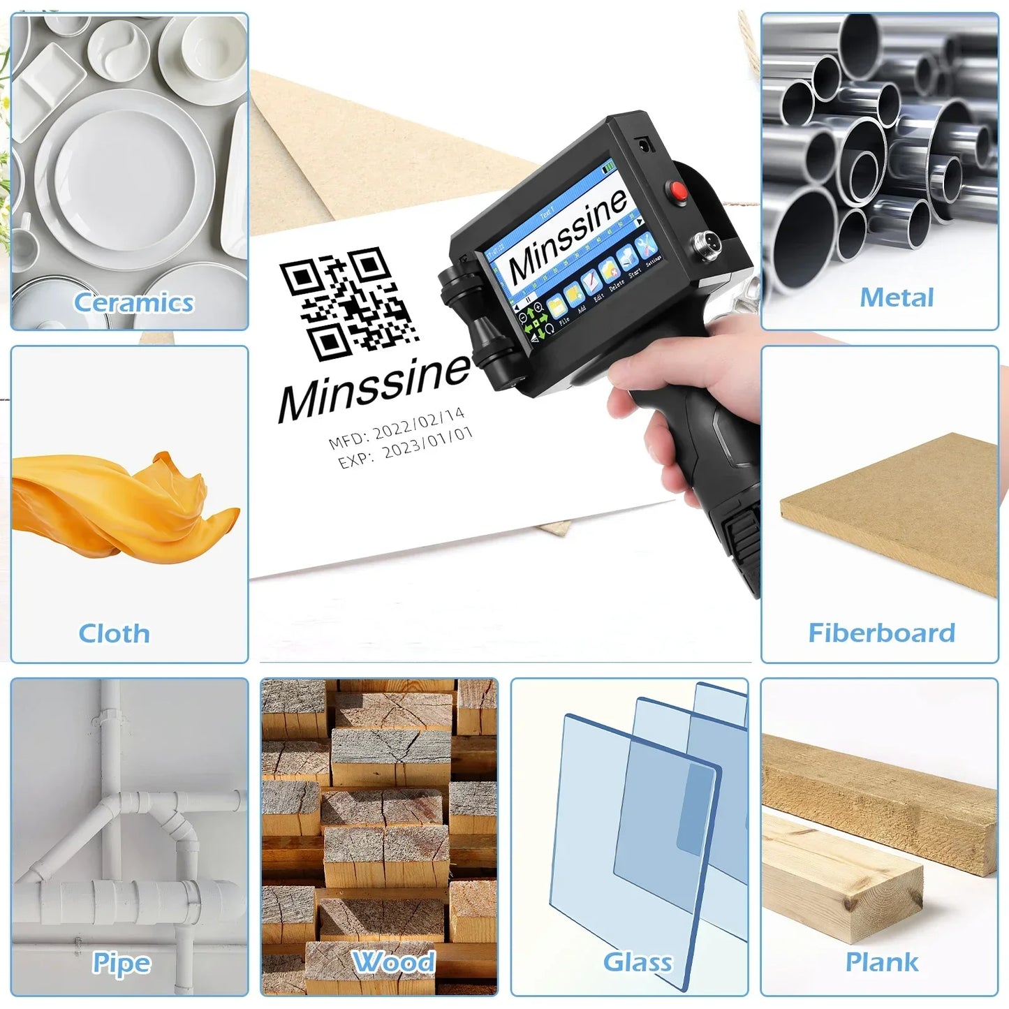 12.7/25.4mm Handheld Inkjet Printer – QR Code, Barcode, Batch, Date, Logo & Expiry Date Coding Machine with 25 Language Support, Portable Marking Tool