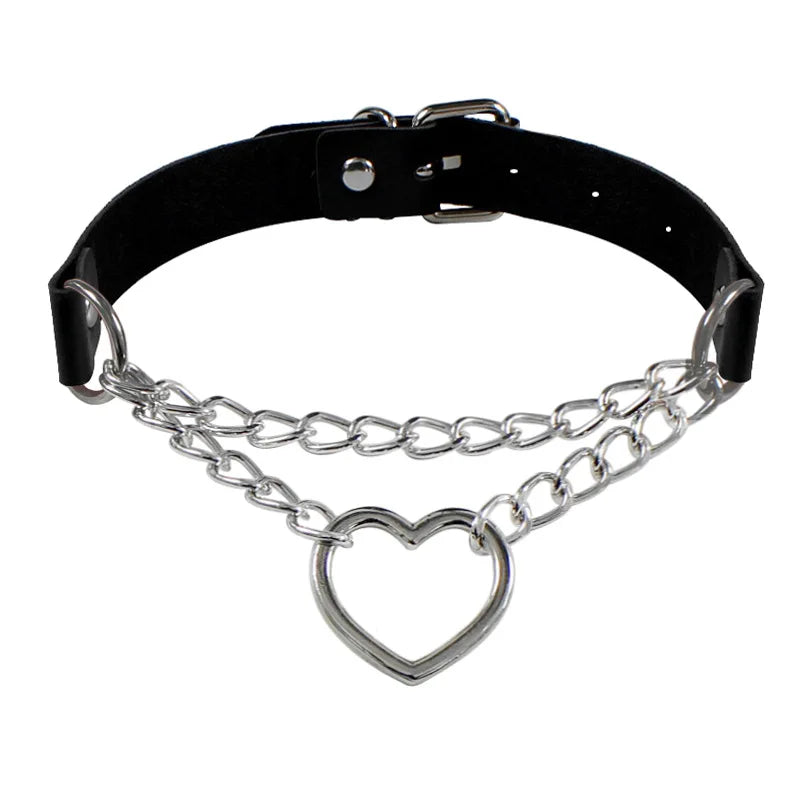 PU Leather Gothic Choker Collar Necklace - Punk Rivet Spike Bell Ring Cosplay Jewelry for Parties and Costumes
