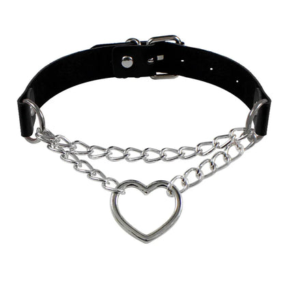 PU Leather Gothic Choker Collar Necklace - Punk Rivet Spike Bell Ring Cosplay Jewelry for Parties and Costumes