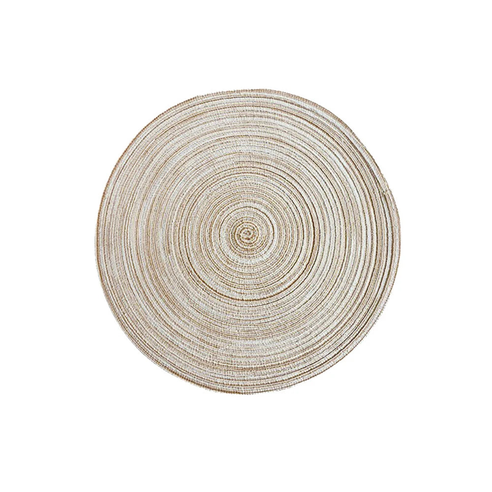 4pcs Round Woven Ramie Table Mats – Non-Slip Placemats for Dining, Bowls, Cups, and Kitchen Use