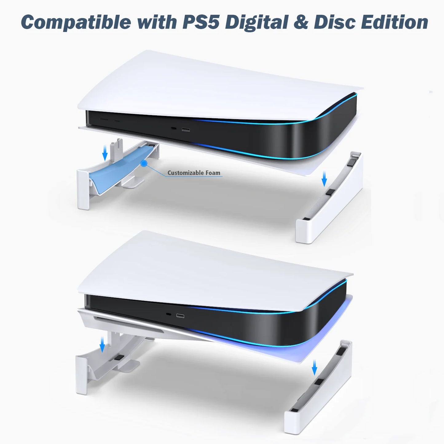 OIVO PS5 Console Holder - Horizontal Bracket Stand for PlayStation 5 Disc and Digital Editions