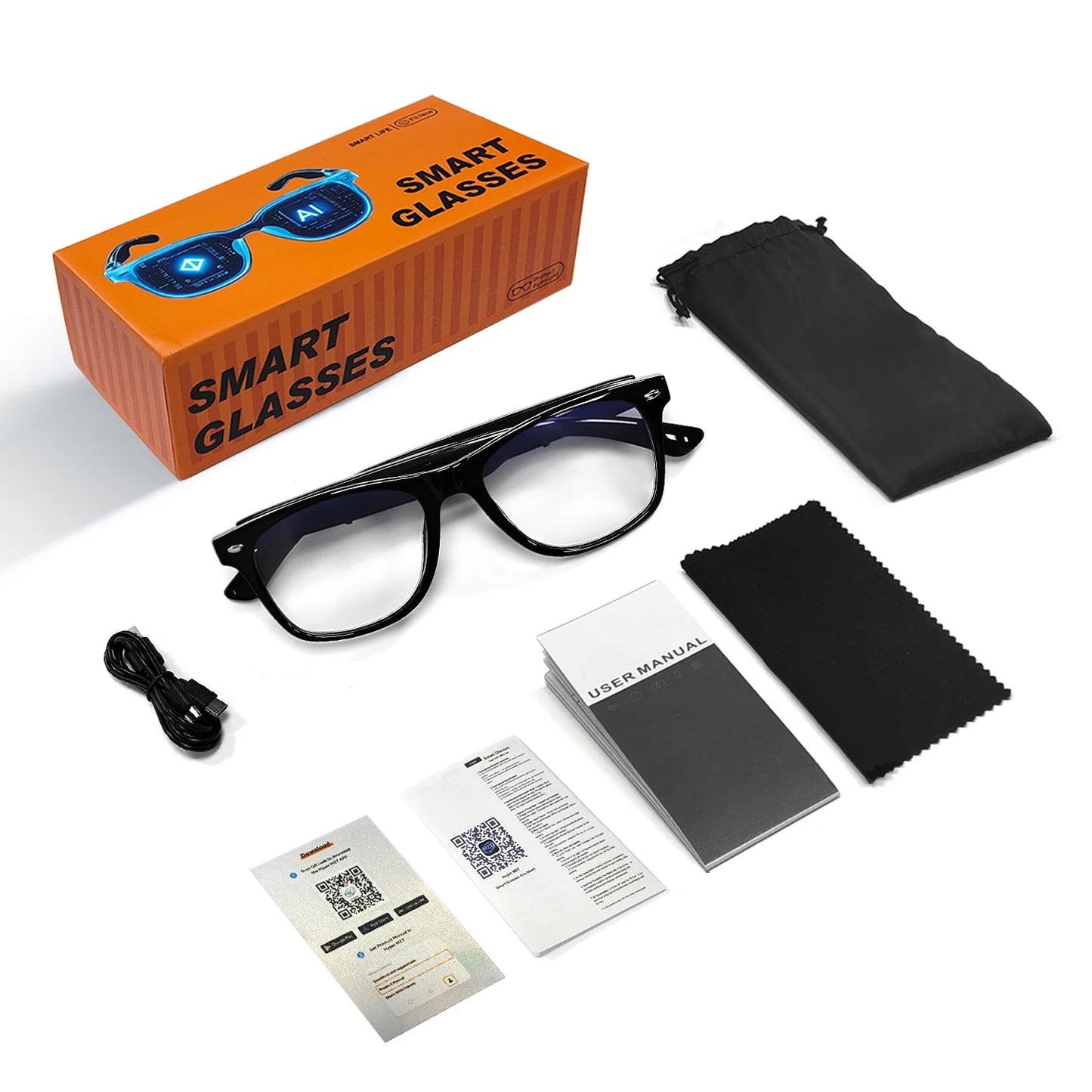 Smart Glasses with AI Translation – Supports 100+ Languages, Bluetooth TWS, Calls, Music, Noise Reduction & Light Control for Men & Women