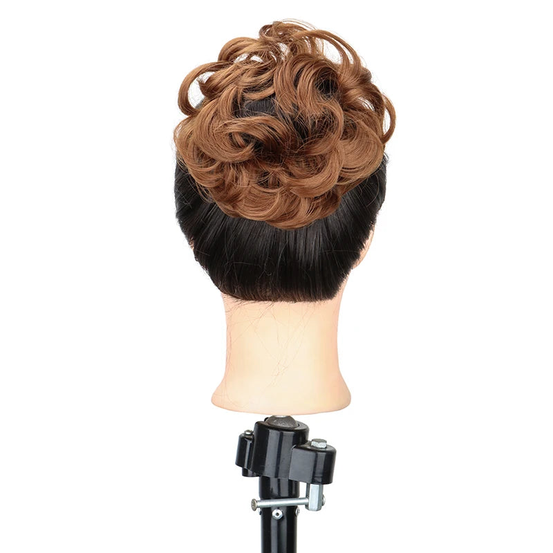 WIGSIN Synthetic Messy Bun Ponytail Extensions – Short Curly Chignon, Tousled Updo Hairpieces with Rubber Bands & Clip for Women & Girls