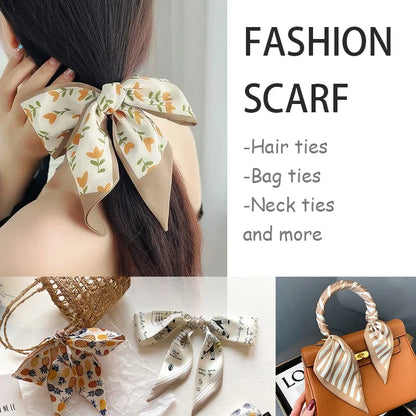 4pcs Silk Satin Scarf Set for Women – Cloth Hair Bands, Headdress Accessories, and Neck Ties for Bag Handles