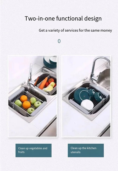 Folding Stainless Steel Kitchen Sink Drain Rack – Space-Saving Dish Drain Basket & Sink Organizer