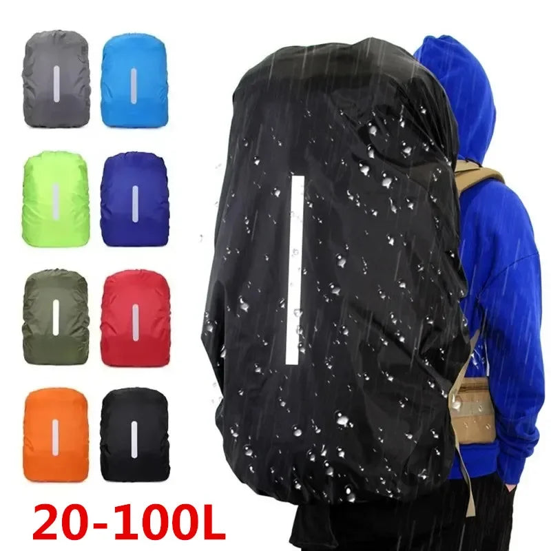 Reflective Waterproof Backpack Rain Cover 20-100L – Outdoor Safety Cover for Night Cycling, Hiking & Camping