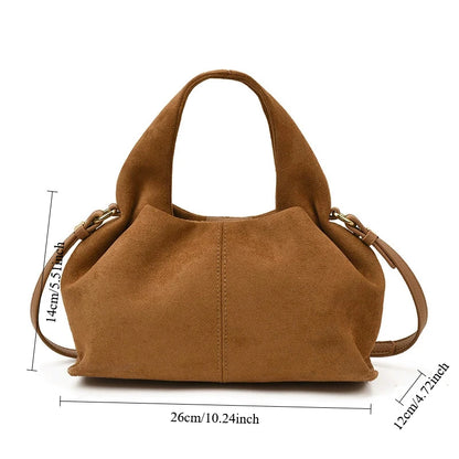 French Cloud Dumpling Shoulder Bag – Frosted Retro Crossbody Handbag with Magnetic Clasp