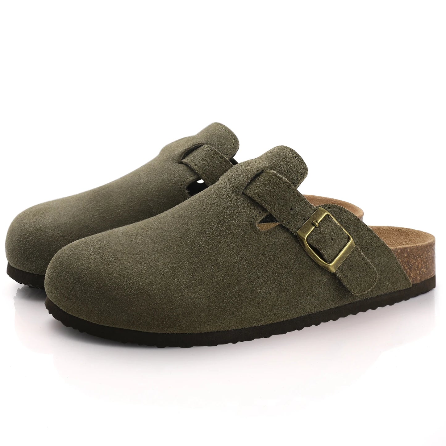 Comwarm Women’s Suede Mules & Men’s Cork Insole Clogs – Arch Support Sandals for Outdoor, Beach, and Home Slides