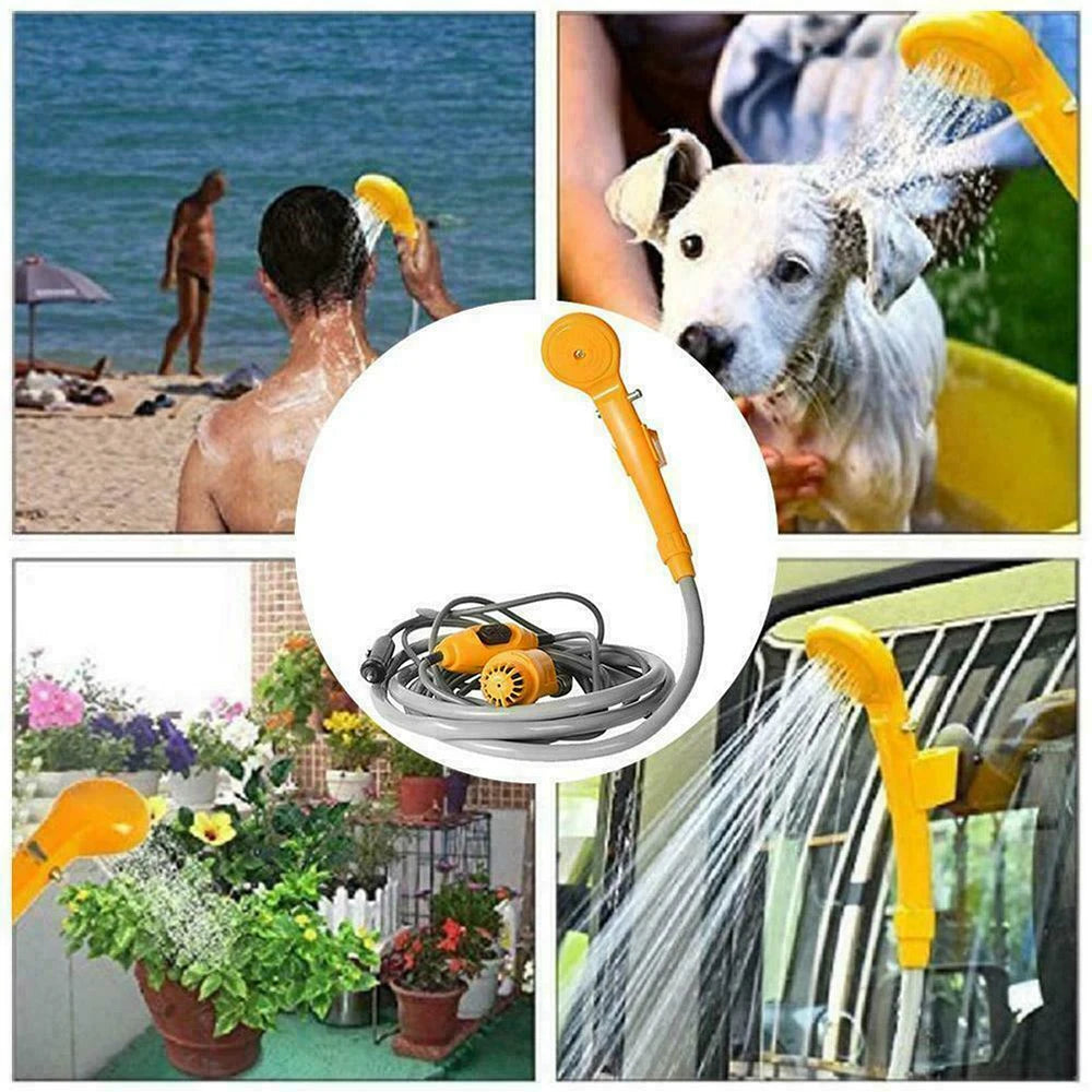 Portable Camping Shower Pump - 12V Car Cigarette Lighter Outdoor Shower for Travel, Plant Watering, Car Cleaning & Pet Bath