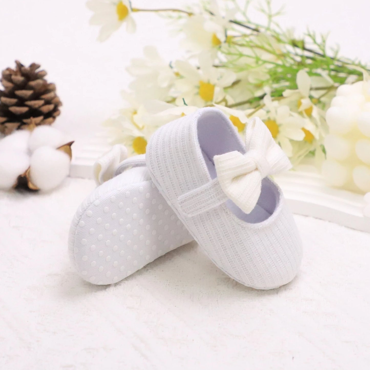 Adorable Bowknot Mary Jane Baby Girl Shoes — Lightweight Non-Slip Soft Sole for Indoor & Outdoor Walking