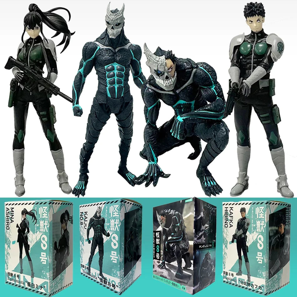 In Stock 1-4PCS Kaiju No. 8 Anime Figures — Kafka Hibino & Mina Ashiro PVC Action Dolls Toy Model Gifts for Kids