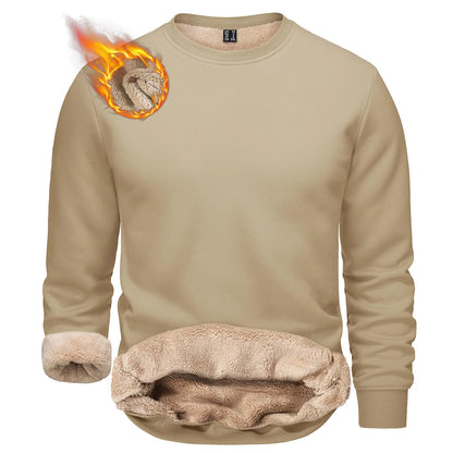TACVASEN Men’s Winter Fleece Sweatshirt – Thicken Sherpa-Lined Crewneck Pullover, Warm Heavy Winter Top, No Hood