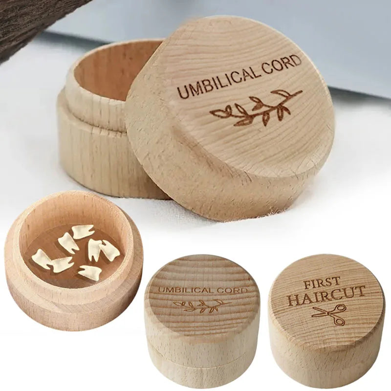 Wooden Baby Keepsake Memorial Box - Newborn Hair, Teeth & Umbilical Cord Storage Gift